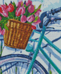 Bicycles And Tulips Art Diamond Paintings