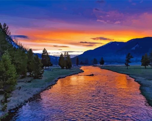 Big Sky Montana Sunset Landscape Diamond Painting