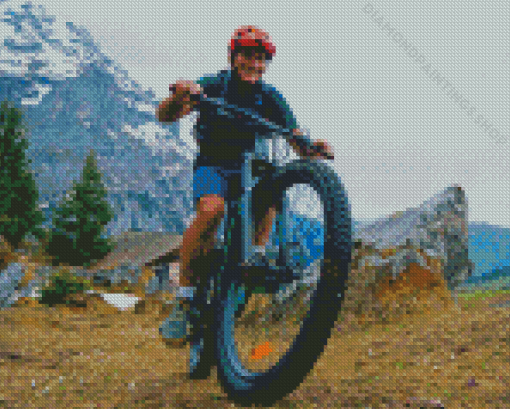 Biker In Mountain Diamond Paintings