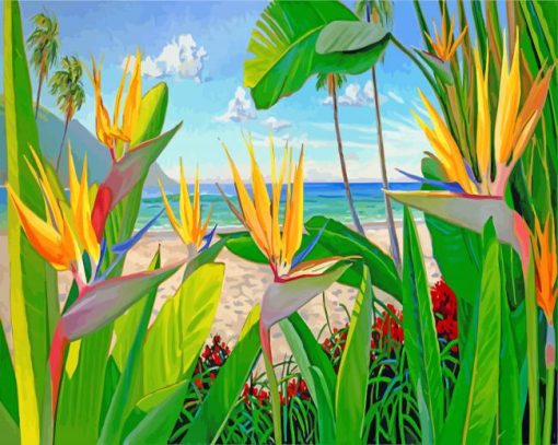 Bird Of Paradise Crane Flower Diamond Painting