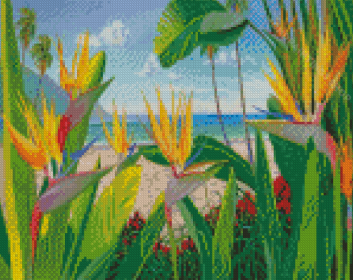 Bird Of Paradise Crane Flower Diamond Paintings