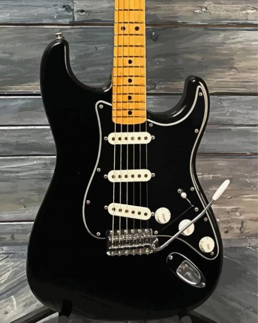 Black Fender Stratocaster Electric Guitar Diamond Painting