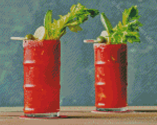 Bloody Mary Cocktail Glasses Diamond Paintings