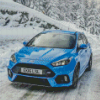 Blue Ford Focus RS Drifting In The Snow Diamond Paintings