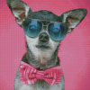 Chihuahua With Glasses And Tie Bow Diamond Paintings