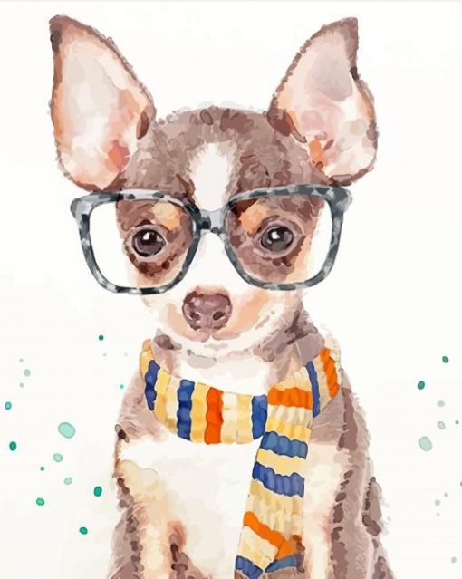 Chihuahua With Glasses Art Diamond Painting