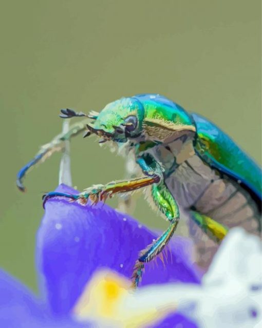 Christmas Beetle On Purple Flower Diamond Painting