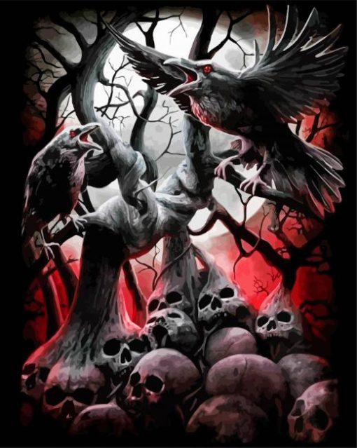 Crows And Skulls Diamond Painting