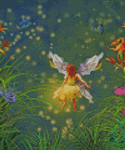 Fairy With Flowers And Butterflies Diamond Paintings