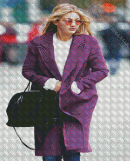 Gigi Hadid In A Purple Coat Diamond Paintings