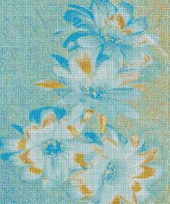 Gold And Blue Flowers Diamond Paintings