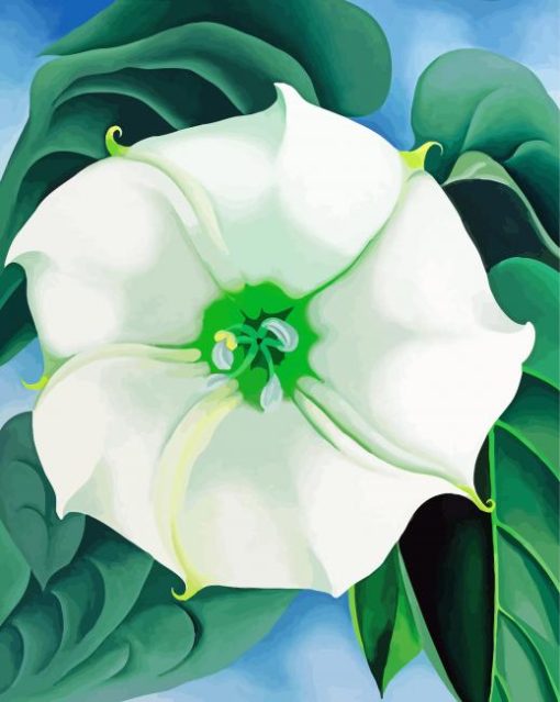 Green And White Flowers Diamond Painting