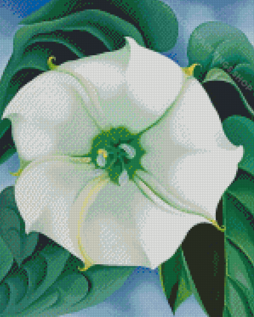 Green And White Flowers Diamond Paintings