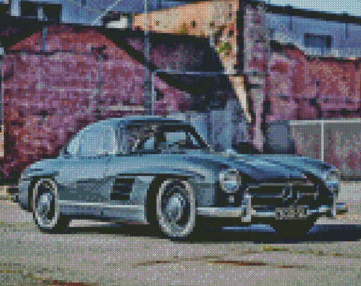 Grey Old Mercedes Sl 300 Diamond Paintings