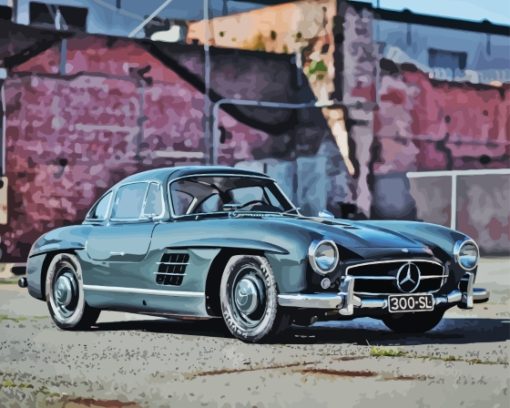 Grey Old Mercedes Sl 300 Diamond Painting