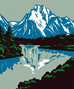 Jackson Lake Grand Teton Illustration Diamond Painting
