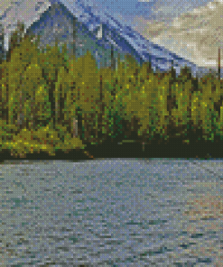Mountain Lake Fishing Diamond Paintings
