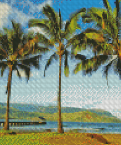 Palm Trees In Hanalei Bay Hawaii Diamond Paintings