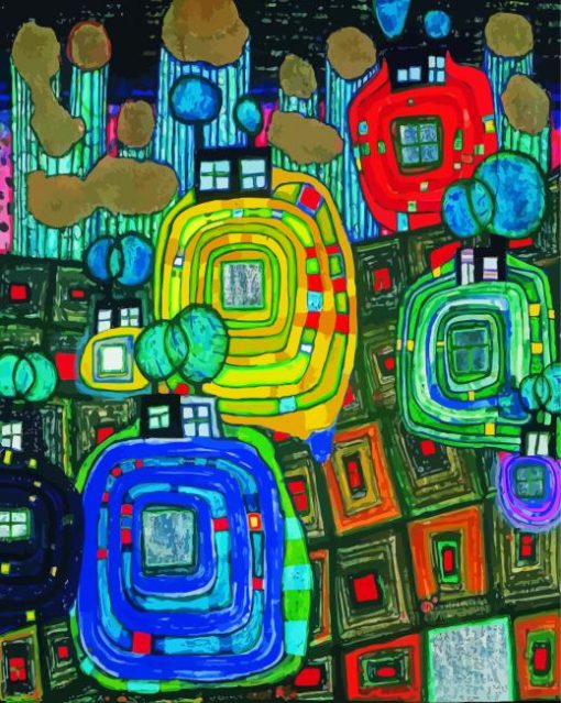 Pavilions And Bungalows For Natives And Foreigners By Hundertwasser Diamond Painting