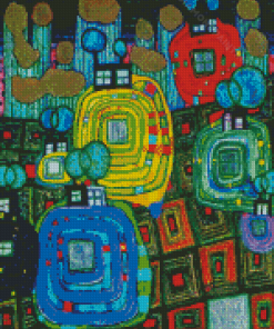 Pavilions And Bungalows For Natives And Foreigners By Hundertwasser Diamond Paintings