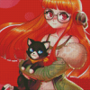 Persona 5 Futaba With Black Cat Diamond Paintings