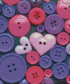 Pink And Purple Buttons Diamond Paintings