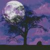 Purple Moon And Tree Silhouette Diamond Paintings