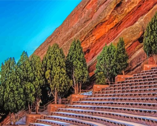 Red Rocks Amphitheatre Trees Diamond Painting