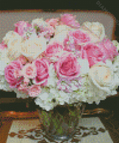 Roses And Hydrangea Vase Diamond Paintings