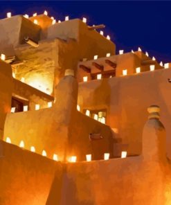 Santa Fe Buildings At Night Diamond Painting