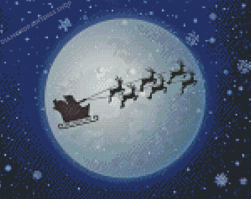 Santa Claus Silhouette Full Moon Diamond Paintings