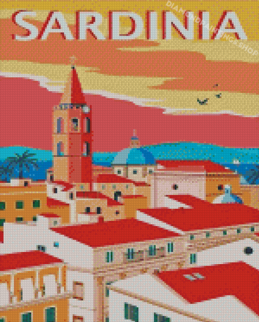 Sardinia Poster Illustration Diamond Paintings