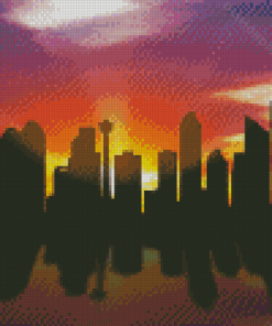 Skyline Calgary Sunset Diamond Paintings