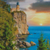 Split Rock Lighthouse Sunset Diamond Paintings