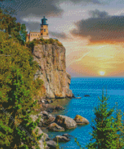 Split Rock Lighthouse Sunset Diamond Paintings