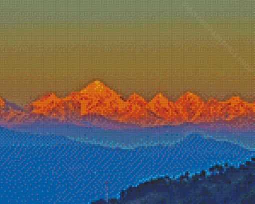 Sunset At Himalayas Diamond Paintings