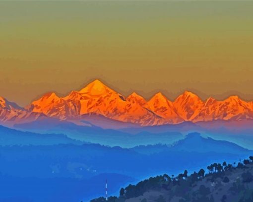 Sunset At Himalayas Diamond Painting