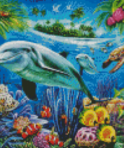 Dolphin And Turtle Underwater Diamond Paintings