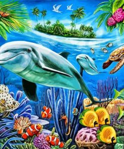 Dolphin And Turtle Underwater Diamond Painting