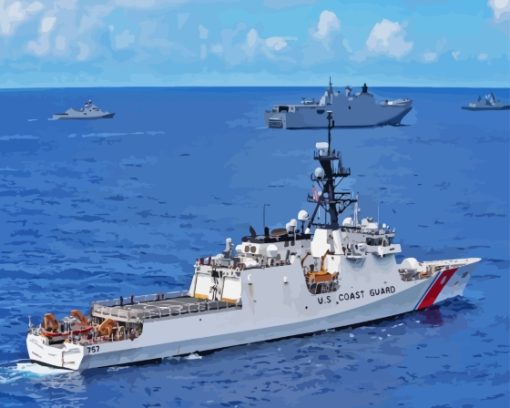 United States Coast Guard Armed Force Ship Diamond Painting