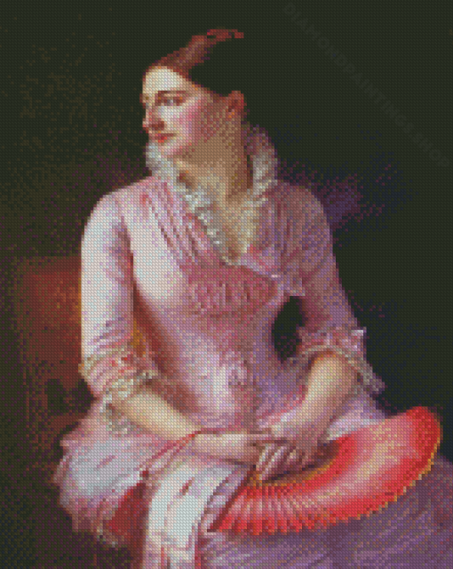Victorian Woman Wearing Pink Diamond Paintings