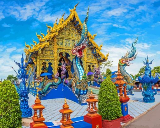 Wat Rong Suea Ten Blue Temple Chiang Rai Diamond Painting