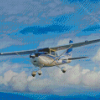 White And Blue Cessna 182 Aircraft Diamond Paintings