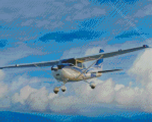 White And Blue Cessna 182 Aircraft Diamond Paintings