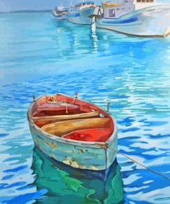 Abstract Rustic Boat On Lake Diamond Painting