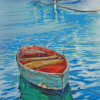 Abstract Rustic Boat On Lake Diamond Paintings