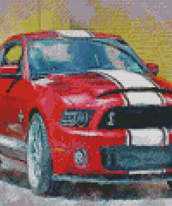 Abstract Red Mustang Diamond Paintings