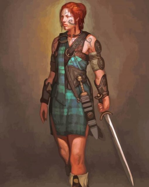 Aesthetic Scottish Female Warrior Diamond Painting