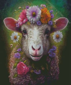 Aesthetic Floral Sheep Diamond Paintings
