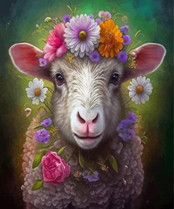 Aesthetic Floral Sheep Diamond Painting